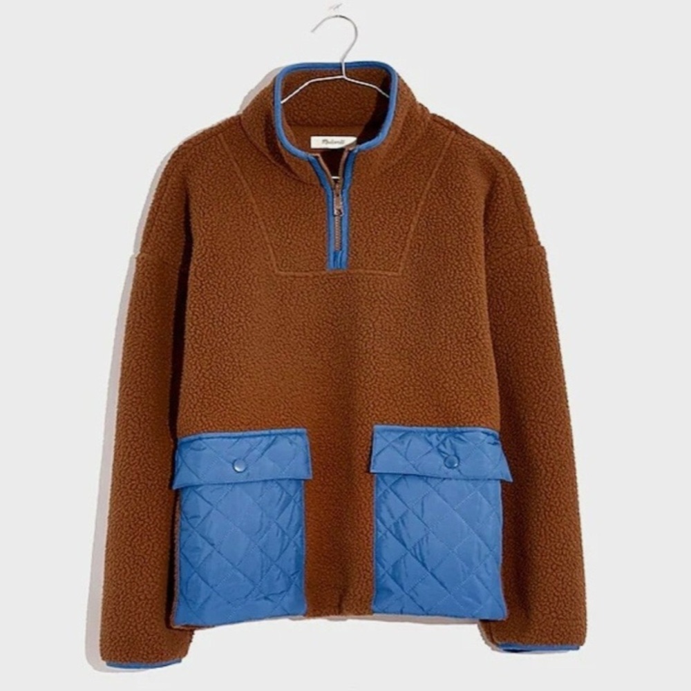 Madewell (re)sourced fleece quilted popover jacket - medium